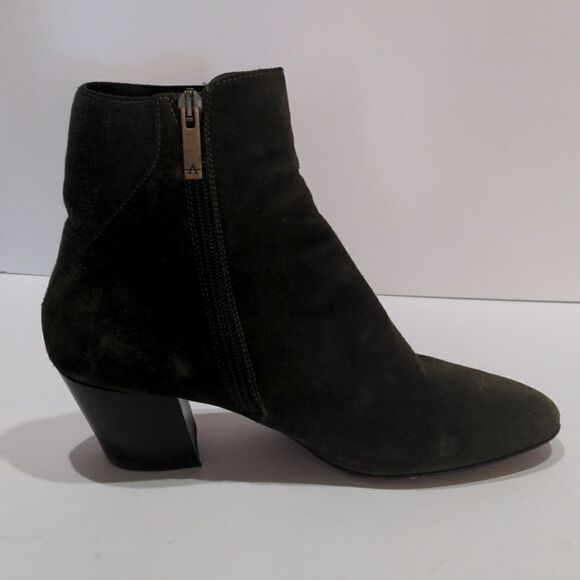 Aquatalia Suede Heeled Booties Olive Green Size 7 Made in Italy - Picture 6 of 12